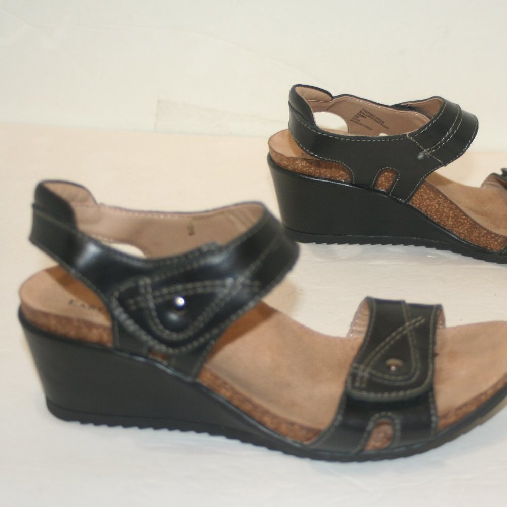 Earth Orgins by Earth "Keira" Black Leather Sandals. Womens 6 M
